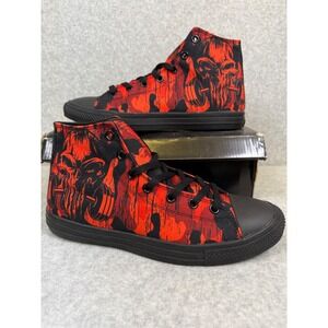 RAAD Shop High Top Sneakers‎ Red Black Skull Camo Men's Size 10.5 Shoes